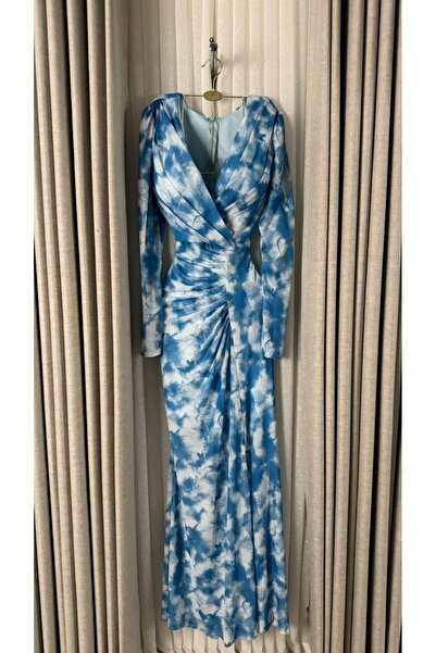 Generic White/Sky Blue Beaded Tulle Dress