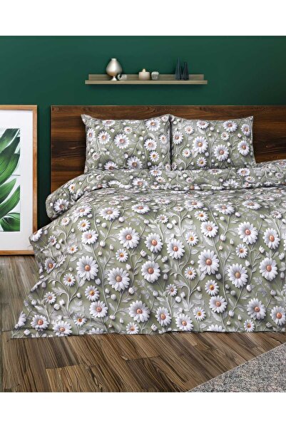 Home Summer Papatya 5-Dimensional Trend 100% Cotton Double Bed Sheet Elastic ...