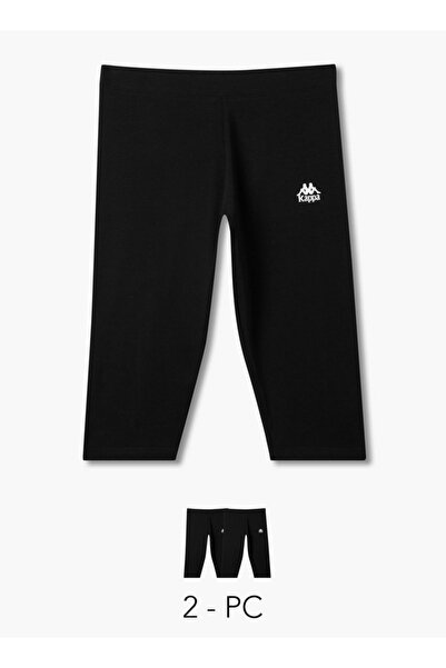 Kappa Pack of 2 Elasticated Knee Length Leggings with Logo Design