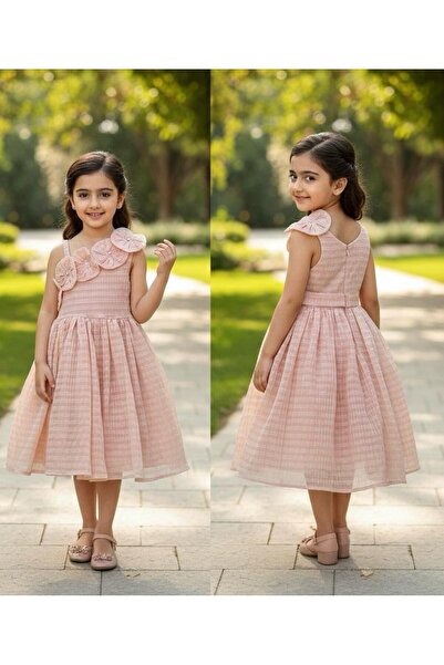 Rawai Roma Soft girl's dress with flowers on the shoulder