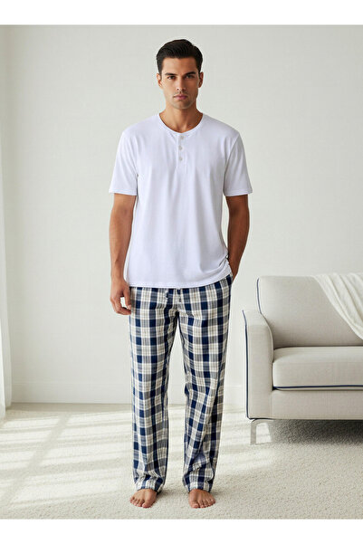 FAV Men Cotton Checked Nightwear Set