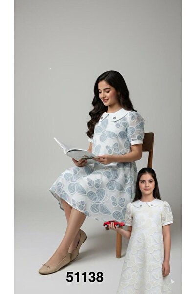 Rawai Roma Girls' floral dress with a white collar for special occasions