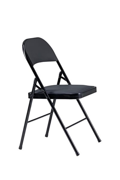 WDA Padded Folding Chair Black 45x46x80cm - Double Braced Foldable Seat
