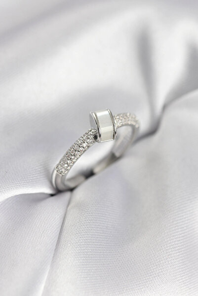 Clariss خاتم نسائي من حجر الزركون والفضة اللؤلؤية