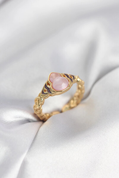 Clariss Gold Color Pink Drop Model Women's Ring