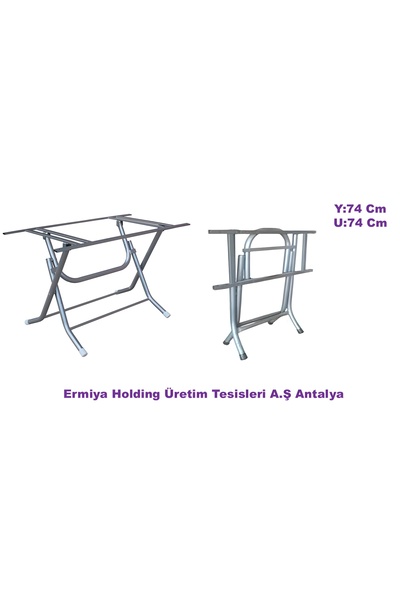 Ermiya U: 74 Y: 74 Cm Werzalit Ahşap Masa Ayak Ayağı Katlanabilir KIRMA ÇERÇE...