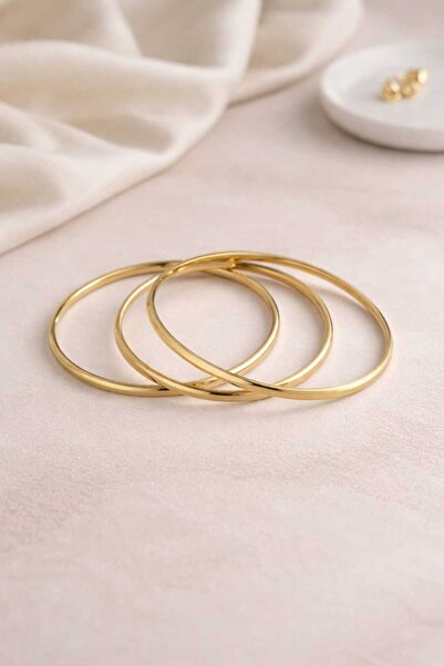 liva atelier 3’lü Minimal Gold Bilezik Seti