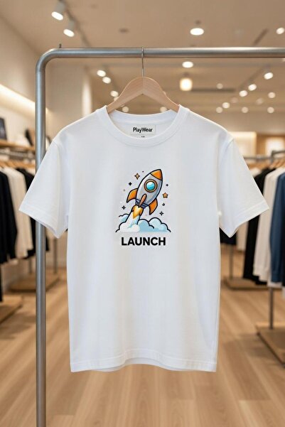 playwear Tricou unisex cu imprimeu Rocket Launch, confortabil
