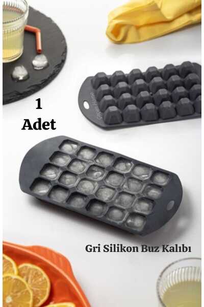 ÇEÇEN HOME (قطعة واحدة) قالب ثلج كبير من السيليكون باللون الرمادي، قالب ثلج ك...