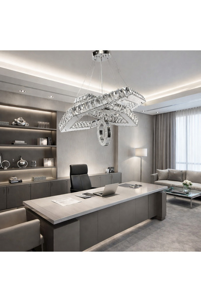 TREND 60x40 ALTIGEN GÜMÜŞ 2 KATLI HALKALI KRİSTAL AVİZE