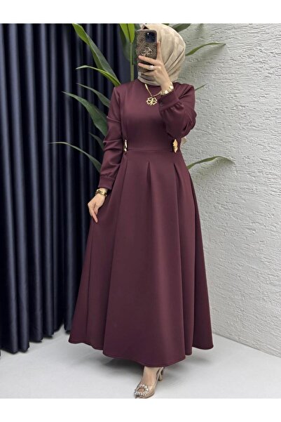 FIRSTESLEM Elegance Women's Dress with Pleats and Belt Buckle Detail