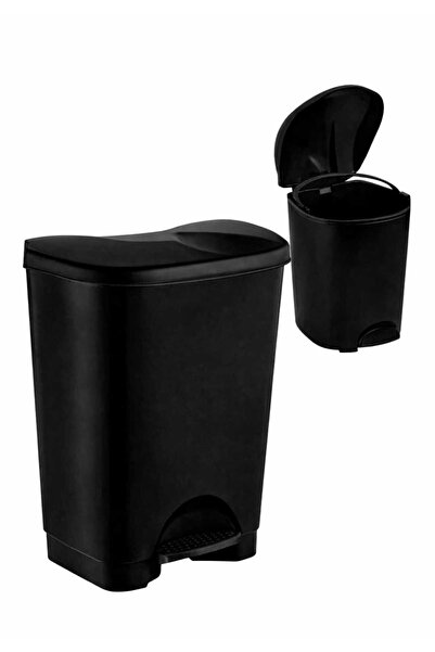 ÇEÇEN HOME (2 No 10 Litre) Black Pedal Trash Can with Inner Bucket, Push-Open...