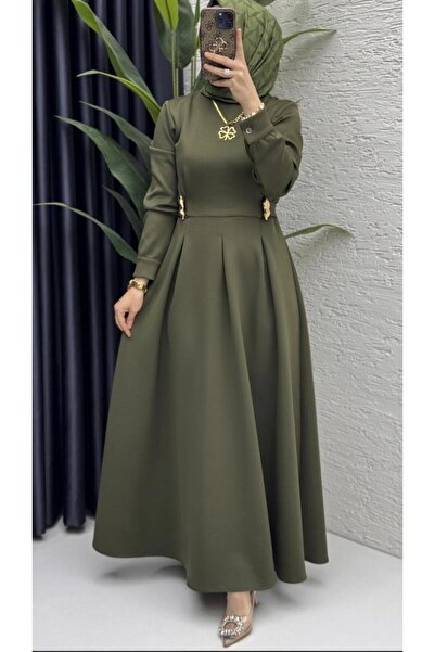 FIRSTESLEM Elegance Women's Dress with Pleats and Belt Buckle Detail