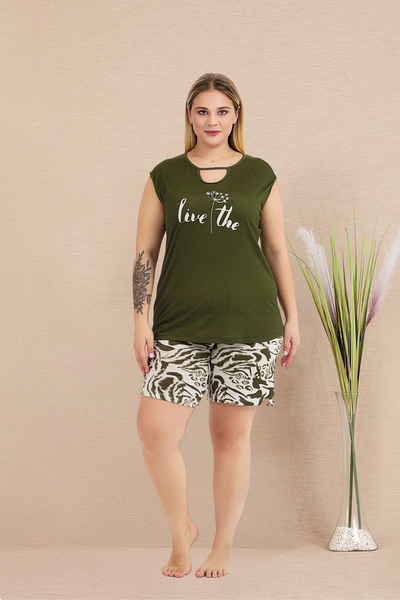 MOPİ طقم بيجامة مريح بدون أكمام من الفيسكون مقاس كبير مع شورت