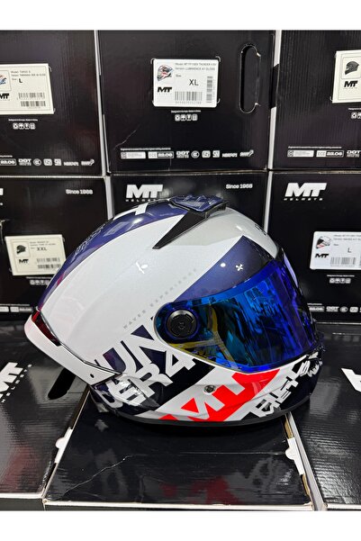 MT Helmets Mt Thunder 4 Sv Waves A17 kask mavi vizörlü (+1 şeffaf vizörlü)