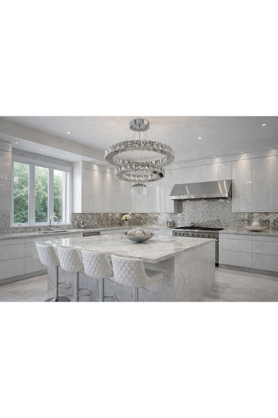 TREND 45x30 DAİRE 2 KATLI GÜMÜŞ SEKER TOPLU KRİSTAL AVİZE