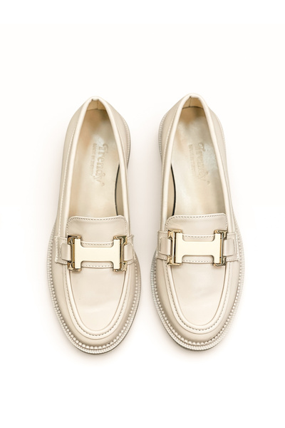 HANZE Kadın Bej Loafer Ortopedik Taban Yeni Sezon Aksesuarlı Günlük TR601