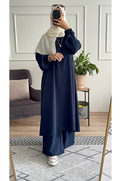 Morana tasarım Zippered Tunic Pants Hijab Set - Plus Size Available