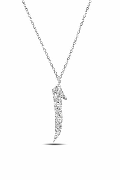 ÇEKİRDEK JEWELRY 925 Ayar Gümüş Elif Harf Kolye Zirkon Taşlı Şık Minimal Kadı...