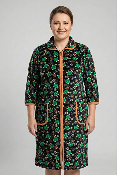 embody Elegant Lady's Cape in fine velvet, large sizes, zip, black/green pockets