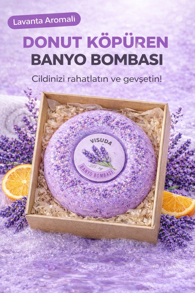 Lavanta Aromalı 120 Gr / Donut Köpüren Banyo Topu , Nem Bombası
