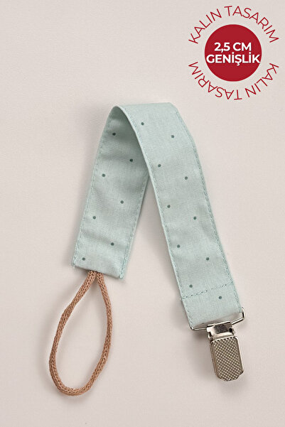MyVera Su Yeşili Puantiyeli - Kalın Emzik Askısı - Kumaş Pamuk Bağcıklı Emzik...