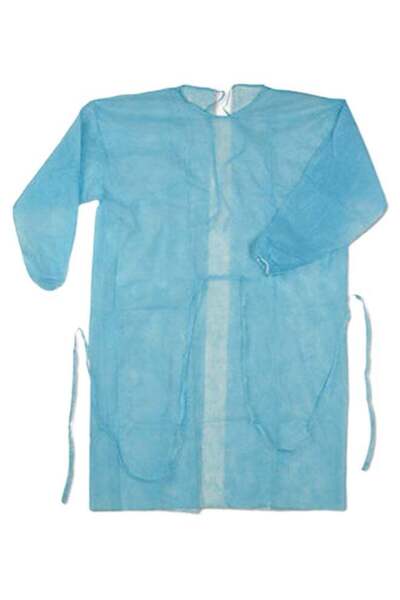 Kinmed 10Piece- Disposable Isolation Gown Set Blue Free Size