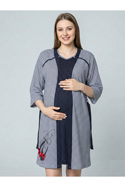 embody Set de pijamale din bumbac pentru maternitate și alăptare, 2 piese - C...