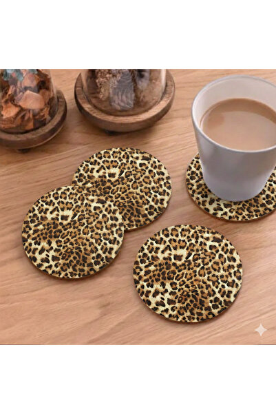 NOSTA Set of 6 Leopard Themed Coasters – with Protection Box