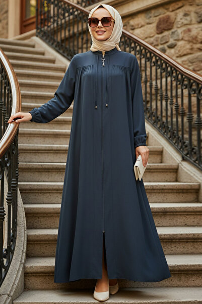 N.S NEVA STYLE Zippered Emerald Green Hijab Robe 45290Zy