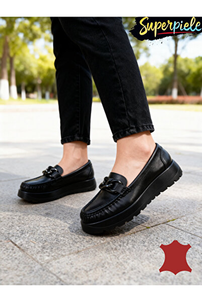 ANGEL BLUE WOMEN'S MOCCASINS MADE OF Genuine Leather WITH THICK SOLE AND BUCKLE