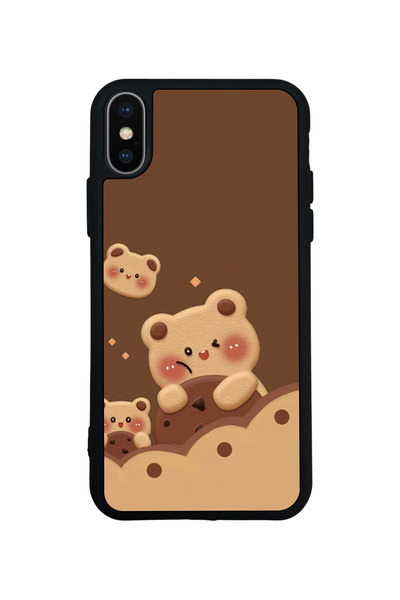 Aksel Kılıf متوافق مع iPhone X / XS، مطبوع، أسود غير لامع، سيليكون ناعم، واقي...