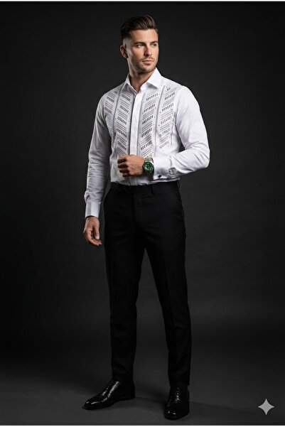 Plus Scorpion Elegant shirt with shiny decorative applications