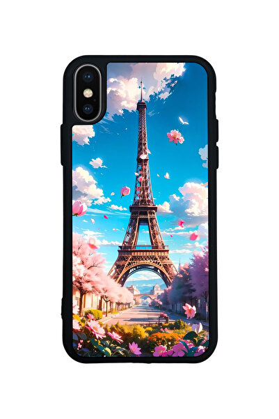 Aksel Kılıf متوافق مع iPhone X / XS، مطبوع، أسود غير لامع، سيليكون ناعم، واقي...