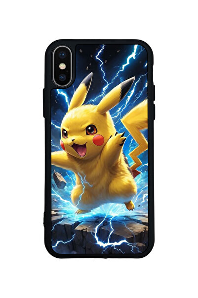 Aksel Kılıf متوافق مع iPhone X / XS، مطبوع، أسود غير لامع، سيليكون ناعم، واقي...