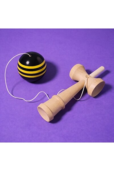 OEM Wooden Kendama, 18x7cm, Black/Yellow