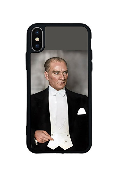 Aksel Kılıf غطاء متوافق مع iPhone XS Max، مطبوع، أسود غير لامع، سيليكون ناعم،...