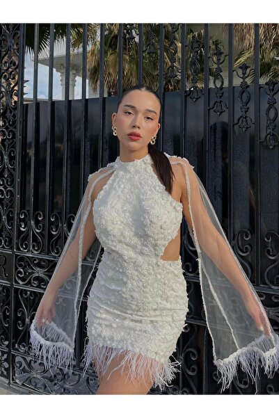 VİONELLA LILYS Çiçek Aplikeli Mini Gelinlik