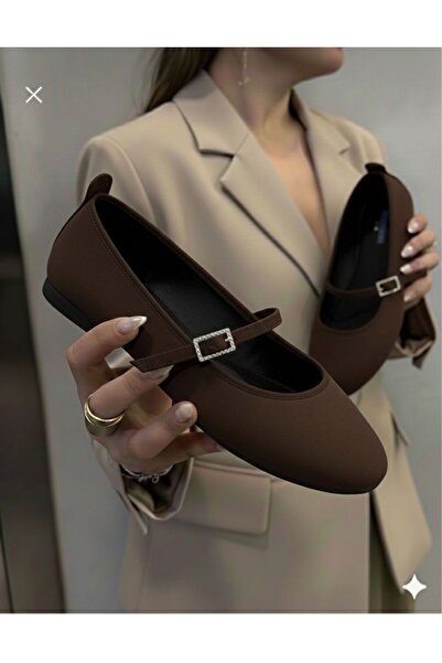 İncimoda Aci Kahve Satin Women's Orthopedic Ballerina Shoes with Memory Sole ...