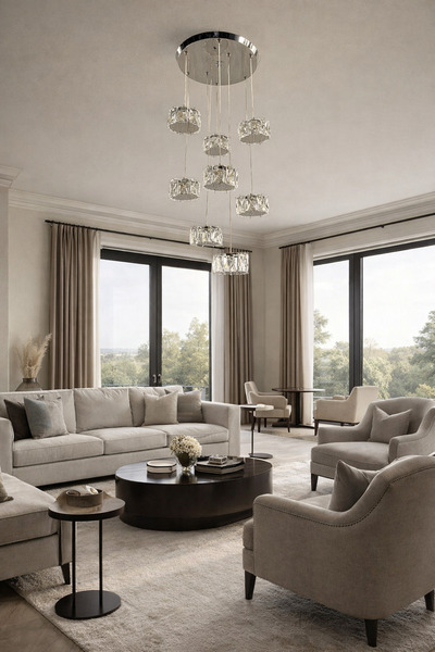 TREND 8LİK 8 SARKITLI AURORA GÜMÜŞ Prestige KRİSTAL AVİZE