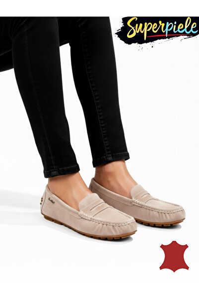 ANGEL BLUE Comfortable women's loafers made of genuine suede Leather with fle...