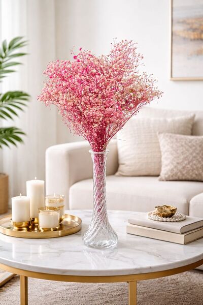 SARIGÜL E TİCARET Glass Handmade Twisted Model Clove Rose Decorative Vase and...