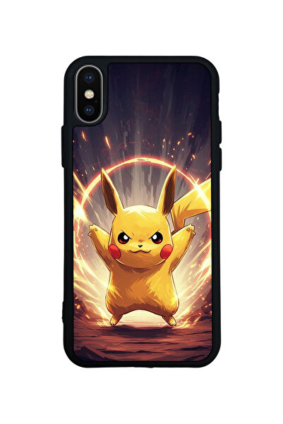 Aksel Kılıf متوافق مع iPhone X / XS، مطبوع، أسود غير لامع، سيليكون ناعم، واقي...