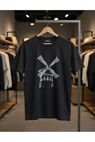 playwear تي شيرت مطبوع عليه طاحونة باريس مريح ومناسب للجنسين