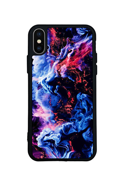 Aksel Kılıf غطاء متوافق مع iPhone XS Max، مطبوع، أسود غير لامع، سيليكون ناعم،...