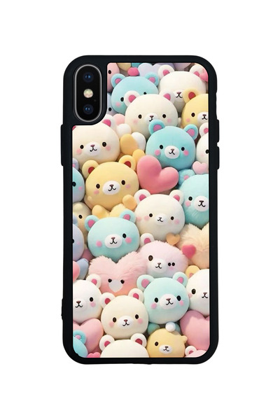 Aksel Kılıf متوافق مع iPhone X / XS، مطبوع، أسود غير لامع، سيليكون ناعم، واقي...