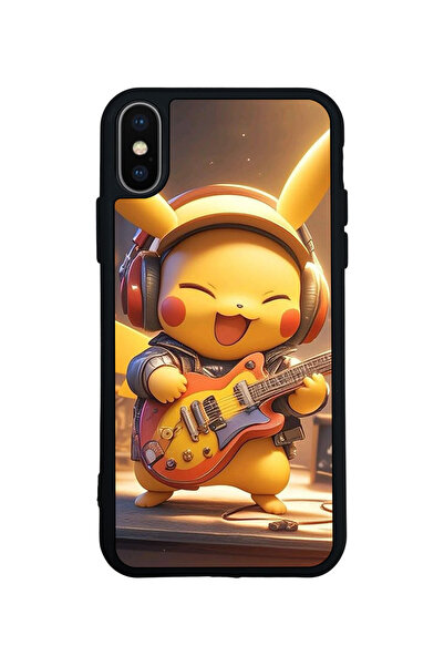 Aksel Kılıf غطاء متوافق مع iPhone XS Max، مطبوع، أسود غير لامع، سيليكون ناعم،...