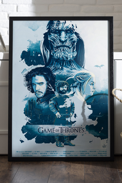 Duvarda Poster înrămat din lemn negru Game of Thrones, pictură decorativă de ...