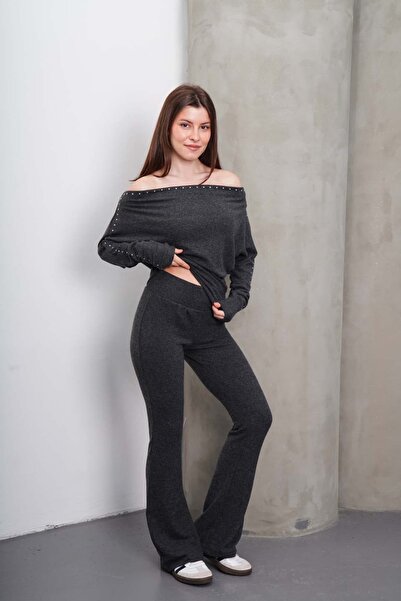 Disela Lume Flare İspanyol Paça Triko Pantolon