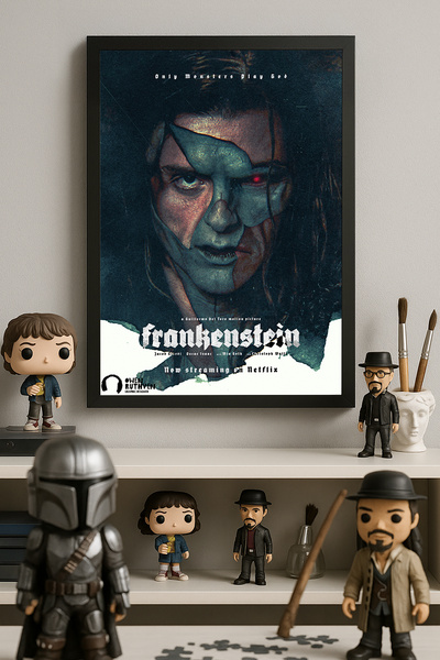 Duvarda Αφίσα Φρανκενστάιν με μαύρο ξύλινο πλαίσιο, διακοσμητική ζωγραφική το...